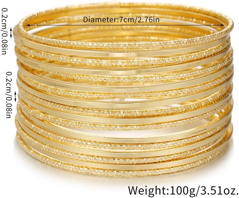 RINTOLER Store 16Pcs Gold Bangle Bracelets for Women - Multi Layer Stackable Textured Bracelets Boho Jewelrys Set. - Image 5
